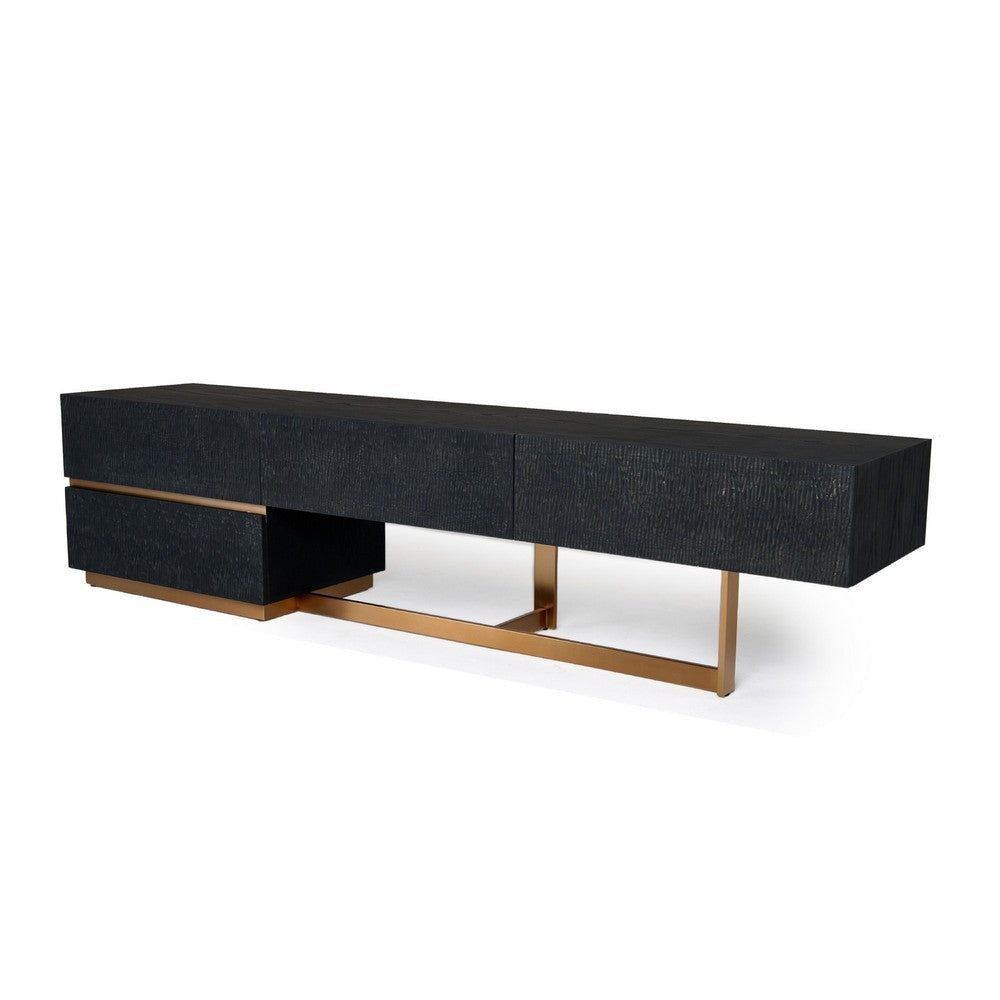 Cid Jim TV Stand Media Entertainment Center | 4 Drawer | Black | Gold | 82’’ BM338253