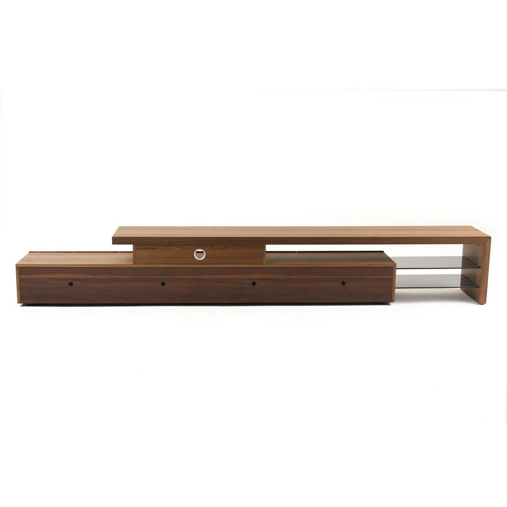 Jonae TV Stand Media Center | 118" Walnut Brown | 2 Shelves | 4 Drawers