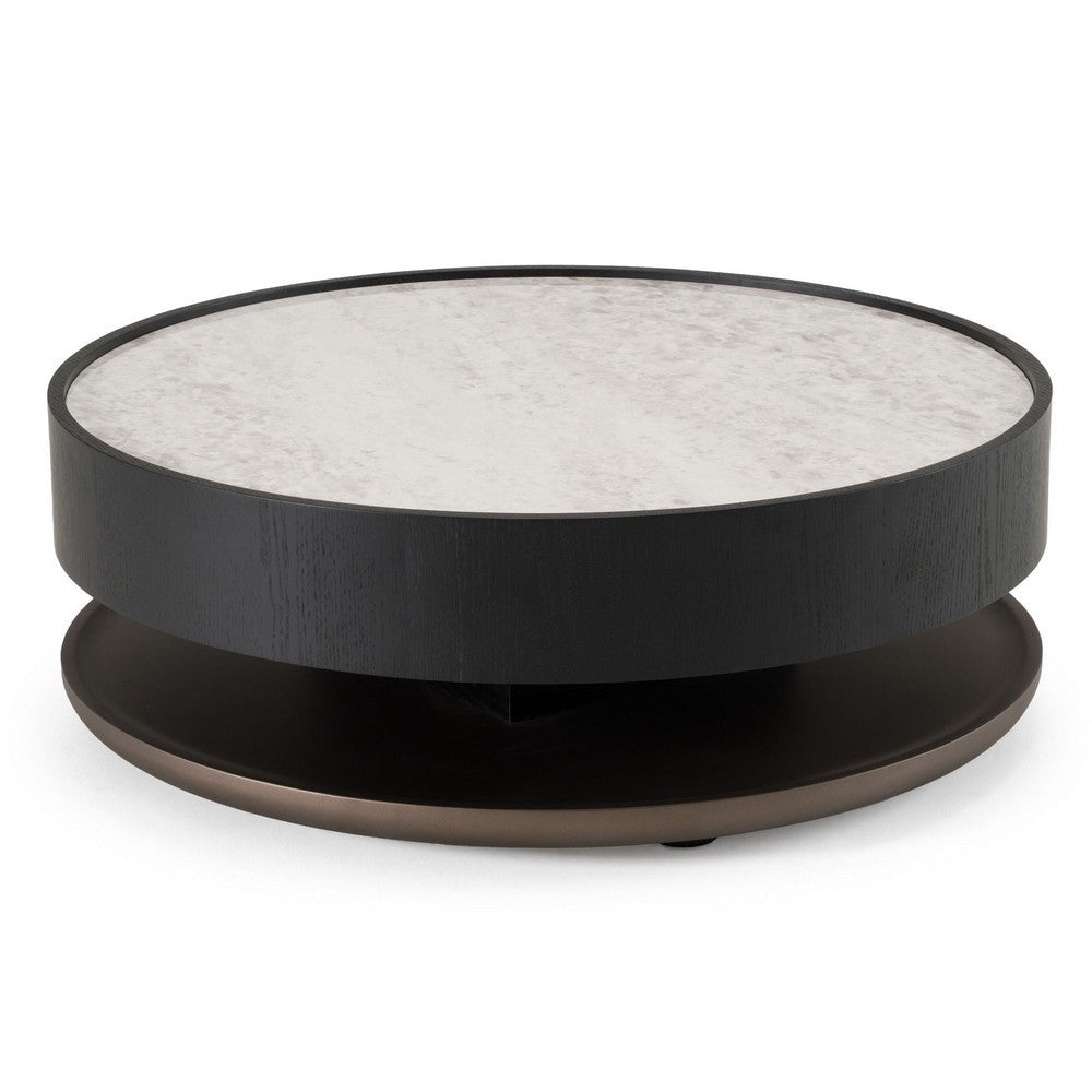 Cid Mauj Coffee Table | 37’’ White Ceramic Top | Black Oak Veneer Body BM338256