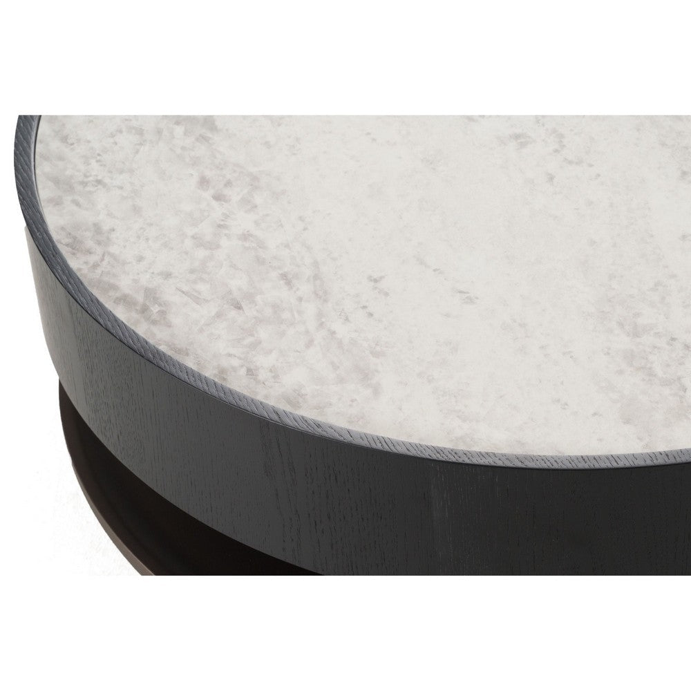 Cid Mauj Coffee Table | 37’’ White Ceramic Top | Black Oak Veneer Body BM338256