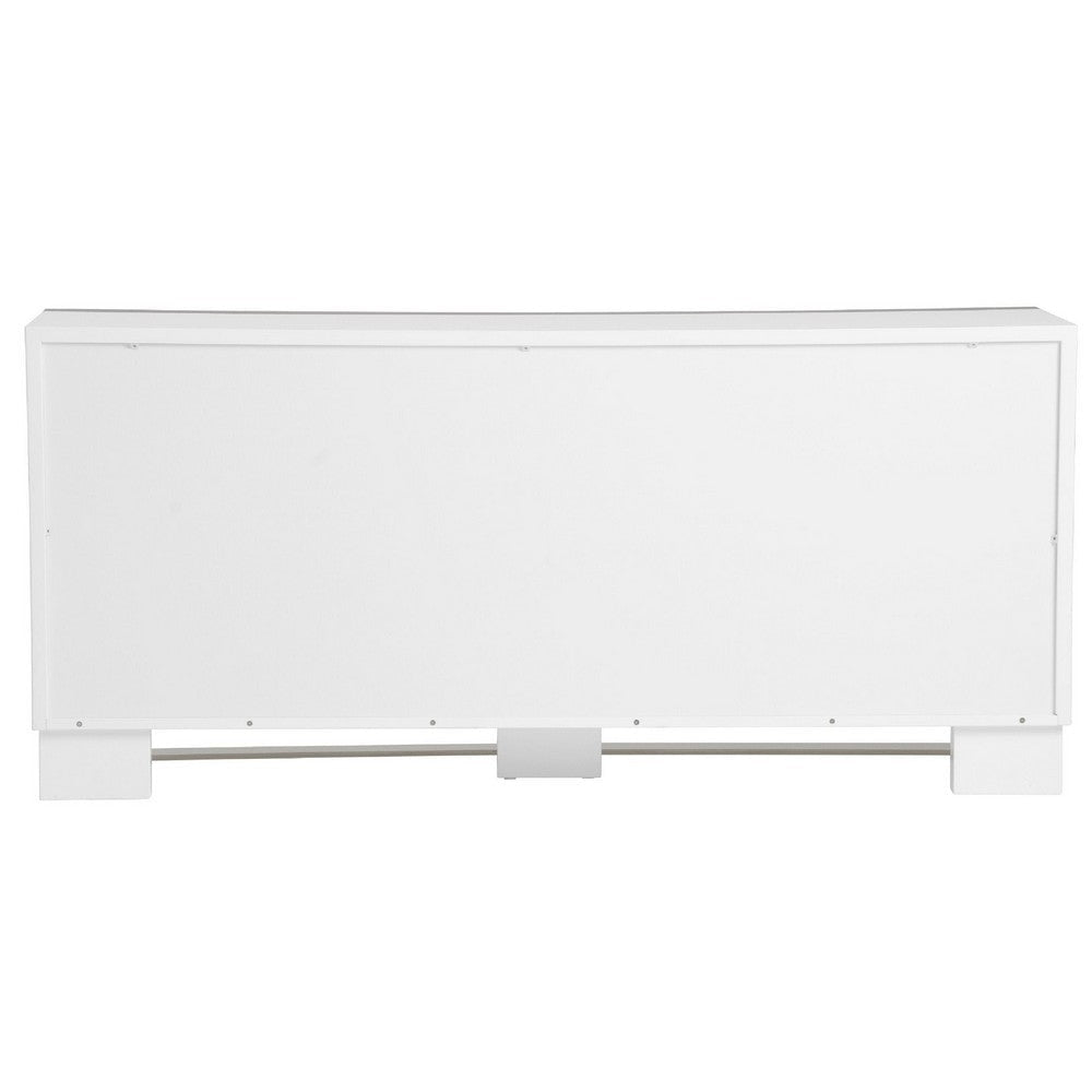 Cid Xato Dresser | Glossy White Wood w Steel Base | 6 Drawers | 68’’ BM338257