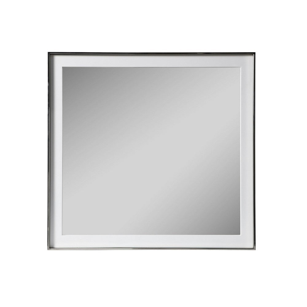 Cid Xato Accent Mirror | Sleek Metal Edges | White Gloss Frame | 41’’ BM338258