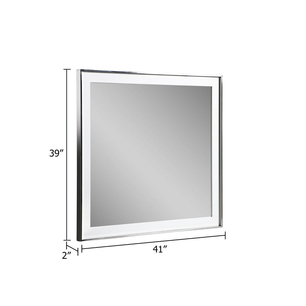 Cid Xato Accent Mirror | Sleek Metal Edges | White Gloss Frame | 41’’ BM338258