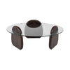 Cid 43’’ Round Coffee Table | Dark Walnut Brown Wood | Glass Top BM338260