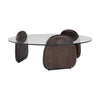 Cid 43’’ Round Coffee Table | Dark Walnut Brown Wood | Glass Top BM338260