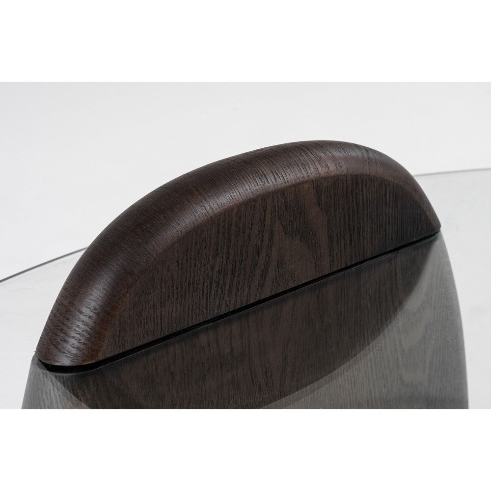 Cid 43’’ Round Coffee Table | Dark Walnut Brown Wood | Glass Top BM338260