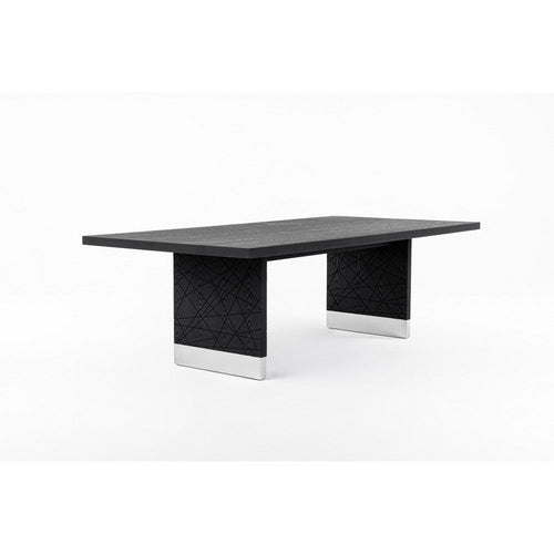 Cid Enna Dining Table | 95" Black Ash Veneer Top | Stainless Steel