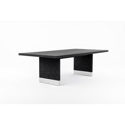 Cid Enna Dining Table | 95" Black Ash Veneer Top | Stainless Steel