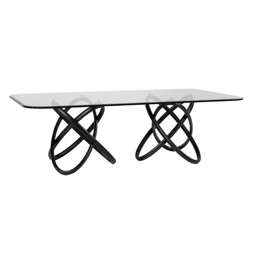 Cid Ason Dining Table | Black | Rectangular 94" Tempered Glass Top