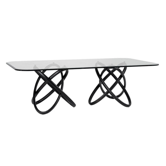 Cid Ason Dining Table | Black | Rectangular 94" Tempered Glass Top