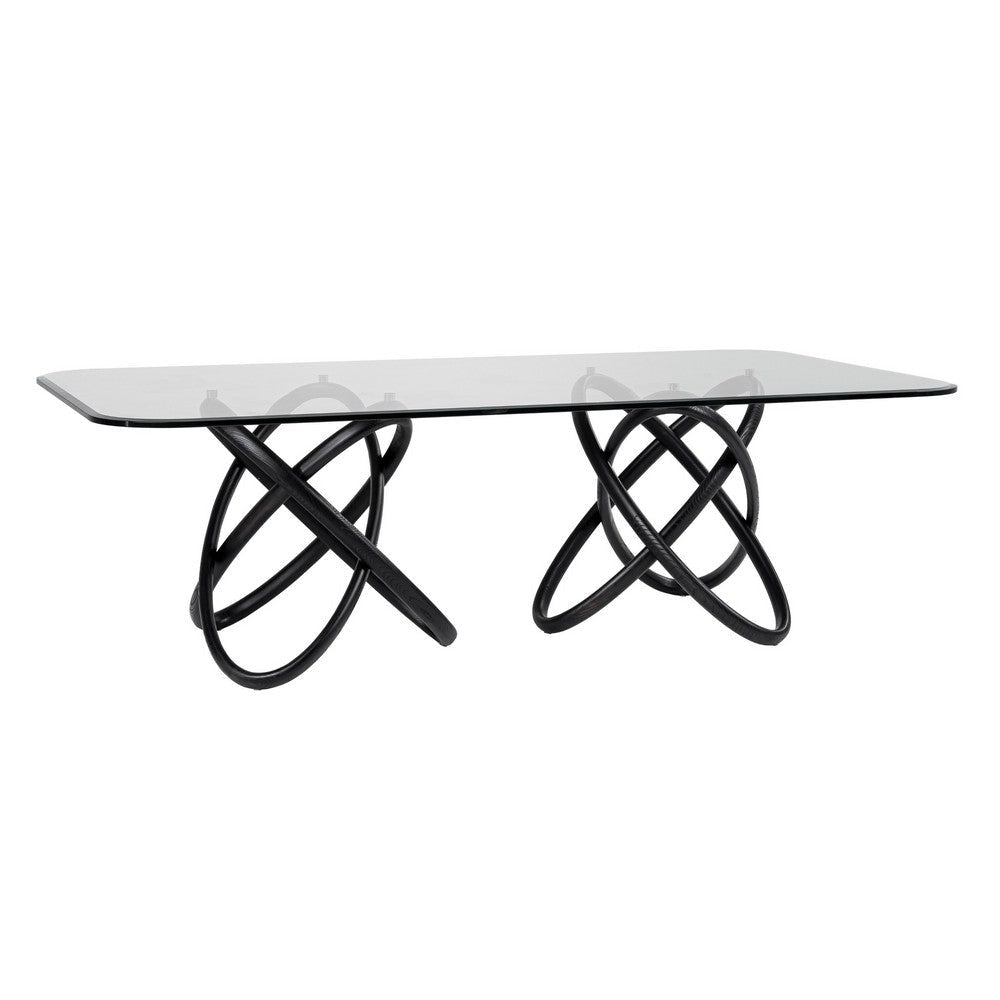 Cid Ason Dining Table | Black | Rectangular 94" Tempered Glass Top