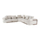 Reno Neo Sectional Sofa | 4 Pillows | Off-White Fabric | Brown | 132"