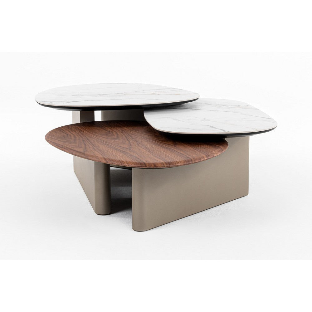 Cid Rob Coffee Table | Walnut Brown Wood | Gray Ceramic | 63’’ BM338265