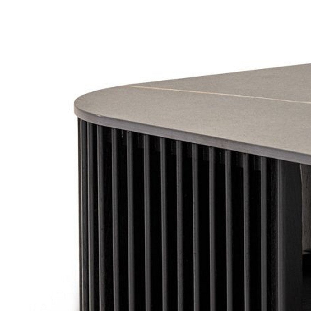 Cid Cia Coffee Table | 39’’ Black Ceramic | Solid Wood Frame BM338267