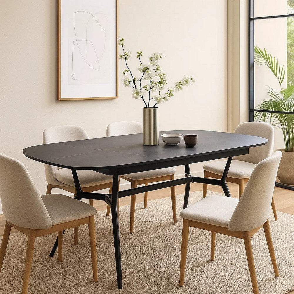 Cid Julie Dining Table | 79-118" Extendable Black Ash Ceramic Top