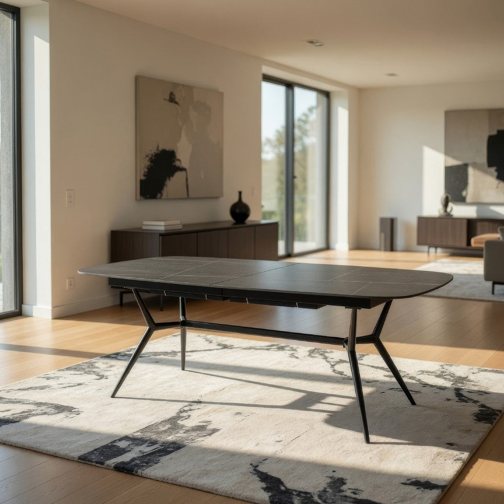 Cid Julie Dining Table | 79-118" Extendable Black Ash Ceramic Top