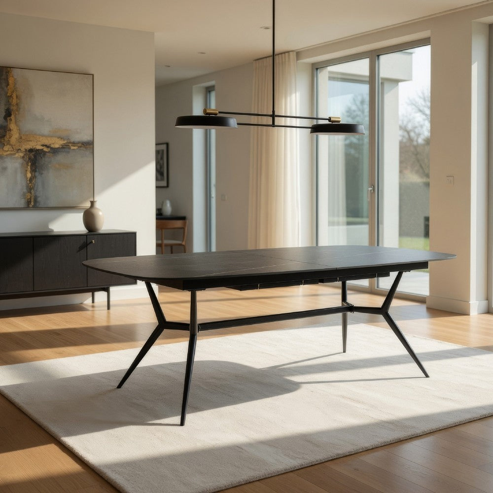 Cid Julie Dining Table | 79-118" Extendable Black Ash Ceramic Top
