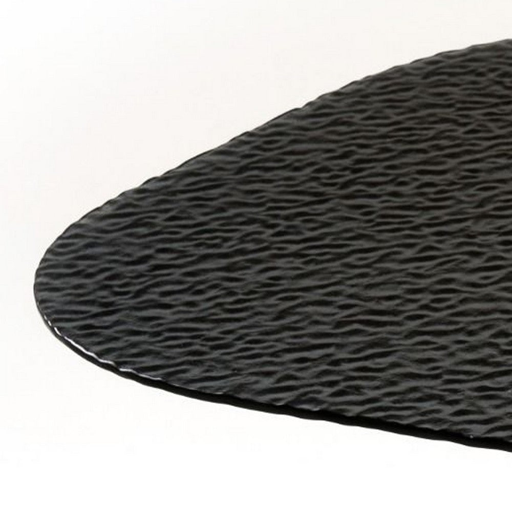 Cid Max Dining Table | Black Hammered Glass | Iron Frame | 79"