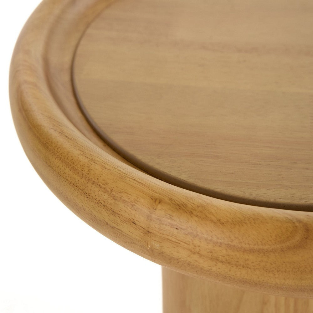 Cid Ellie End Table | Retro Brown Faux Wood Frame | Round 20’’ BM338271