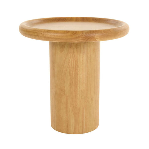 Cid Ellie End Table | Retro Brown Faux Wood Frame | Round 20"