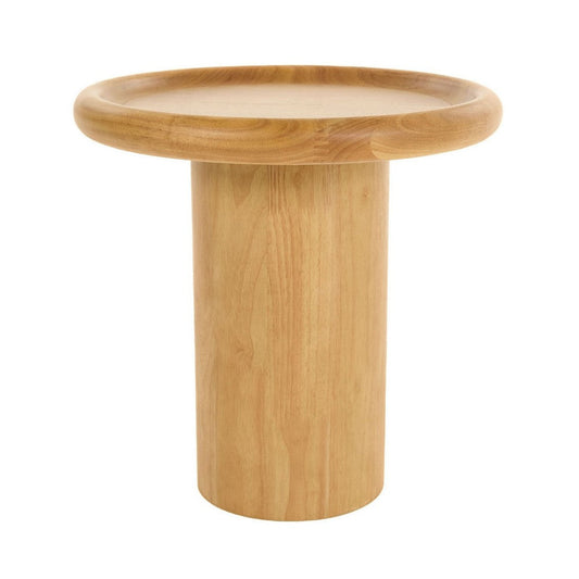 Cid Ellie End Table | Retro Brown Faux Wood Frame | Round 20"