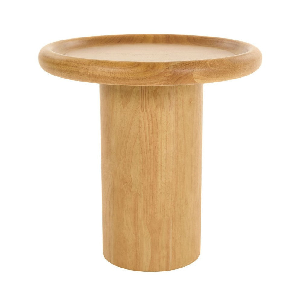 Cid Ellie End Table | Retro Brown Faux Wood Frame | Round 20"