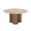 Cid Den Coffee Table | Brown Wood | Round Botticino Marble Top | 27’’ BM338275