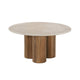 Cid Den Coffee Table | Brown Wood | Round Botticino Marble Top | 27’’ BM338275