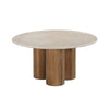 Cid Den Coffee Table | Brown Wood | Round Botticino Marble Top | 27"