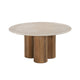 Cid Den Coffee Table | Brown Wood | Round Botticino Marble Top | 27"