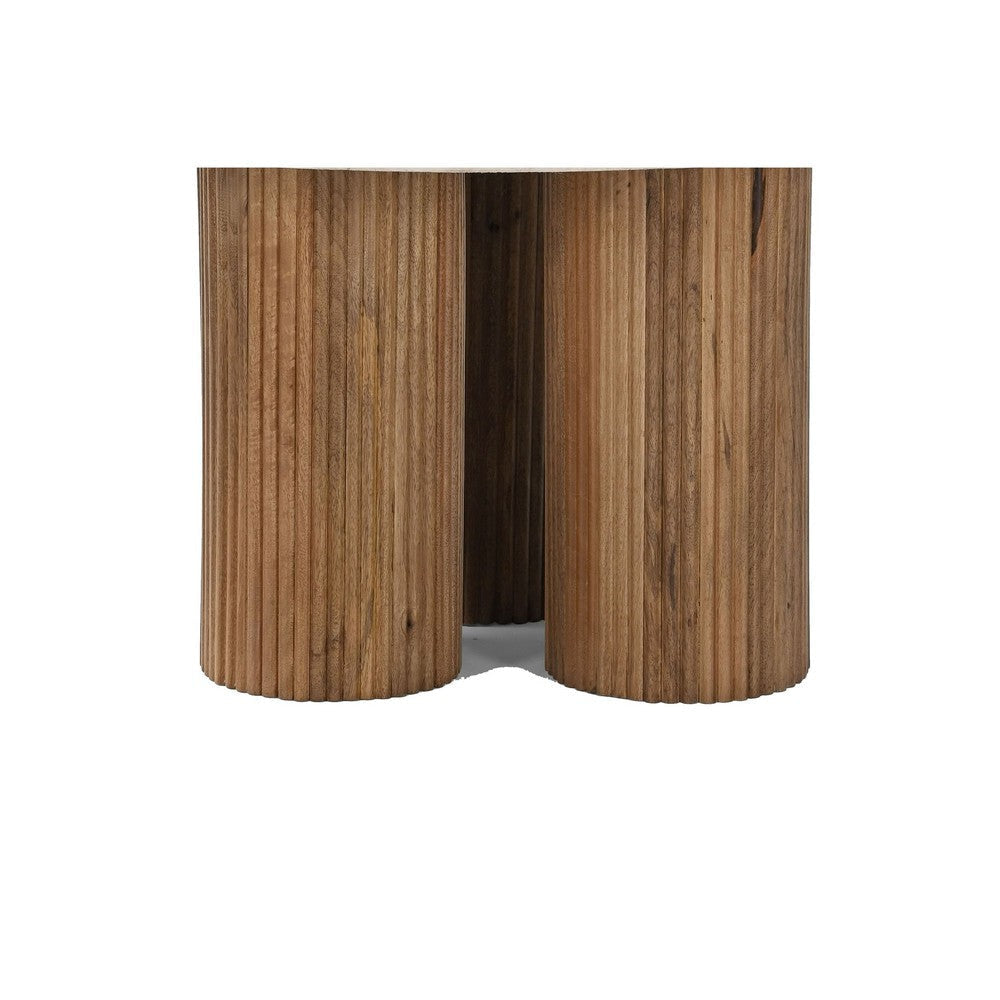 Cid Den Coffee Table | Brown Wood | Round Botticino Marble Top | 27’’ BM338275