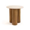 Cid Den End Table | Brown Wood | Round Botticino Marble Top | 20’’ BM338276