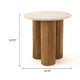 Cid Den End Table | Brown Wood | Round Botticino Marble Top | 20’’ BM338276