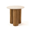 Cid Den End Table | Brown Wood | Round Botticino Marble Top | 20"