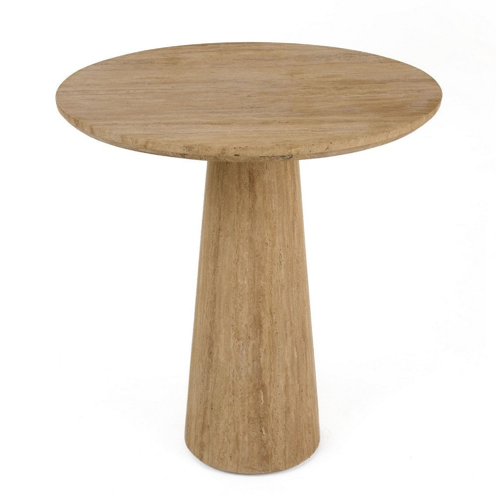 Cid Elma Breakfast Dinette Table | Beige Travertine Marble | Round 28" Top