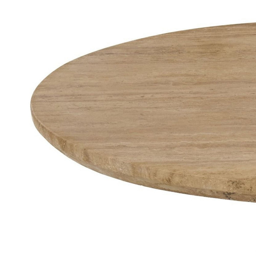 Cid Elma Breakfast Dinette Table | Beige Travertine Marble | Round 28’’ Top BM338278