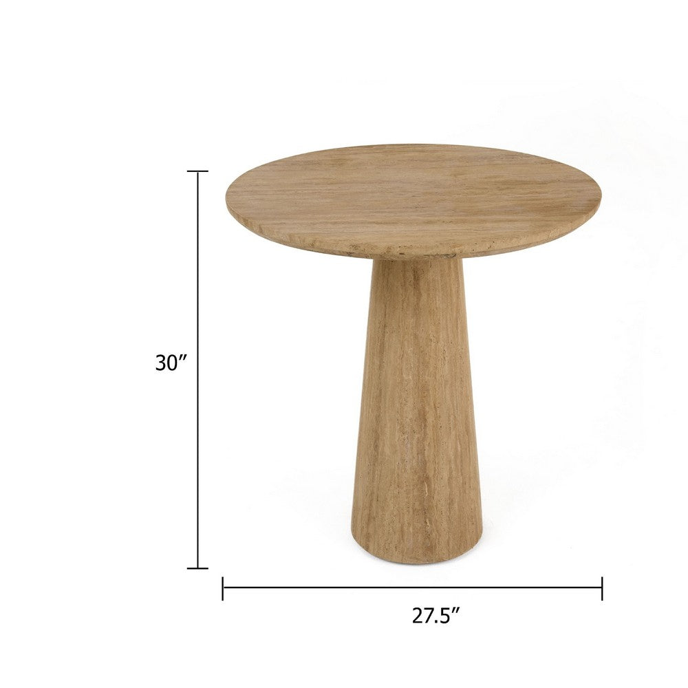 Cid Elma Breakfast Dinette Table | Beige Travertine Marble | Round 28" Top