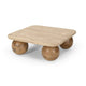 Cid Drift Coffee Table | Square 36’’ Beige Marble Top | Brown Solid Wood BM338281