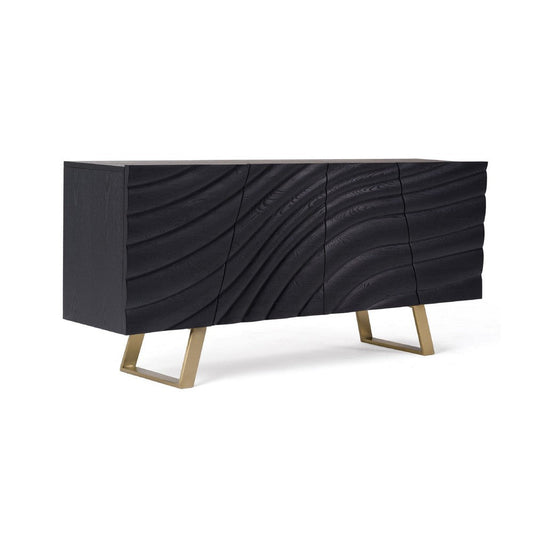 Cid Finn Sideboard Buffet Server Cabinet | 4 Doors | Black Gold | 71"