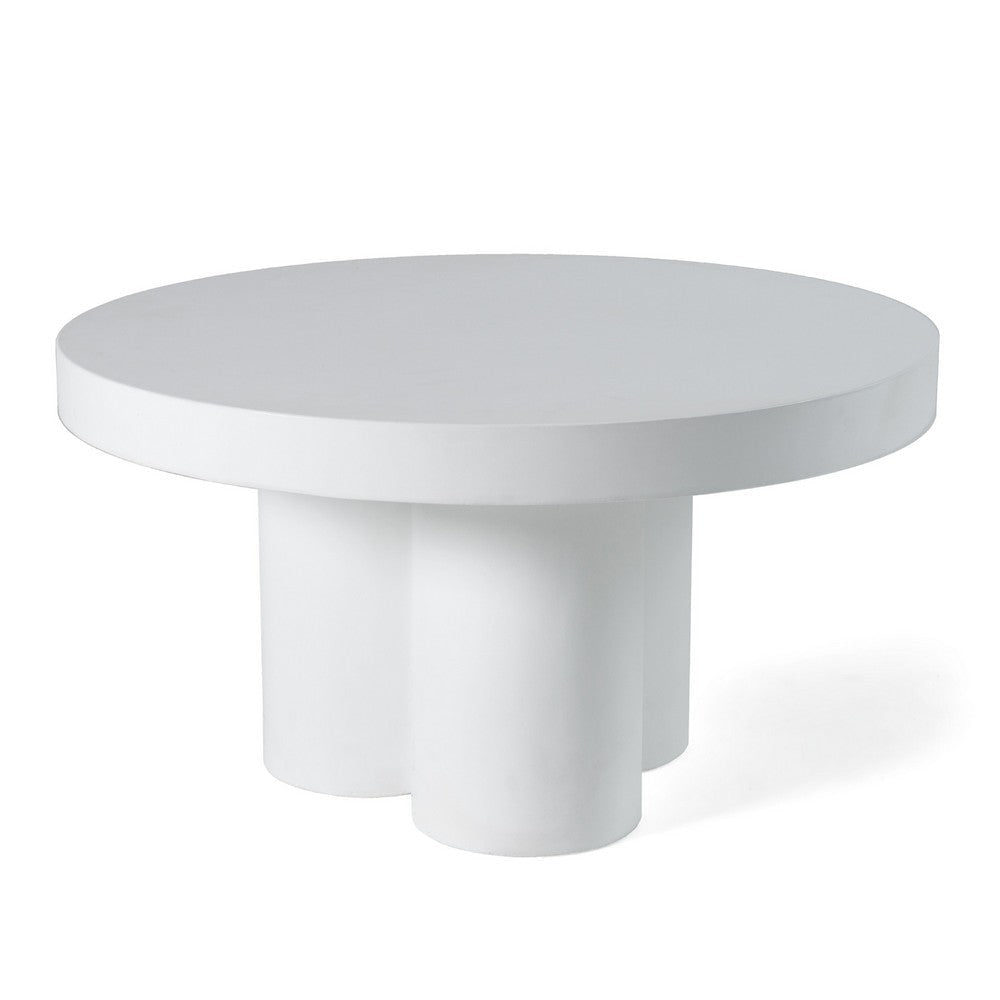 Cid Run Coffee Table | White Concrete | Abstract Base | Round 30’’ Top BM338284