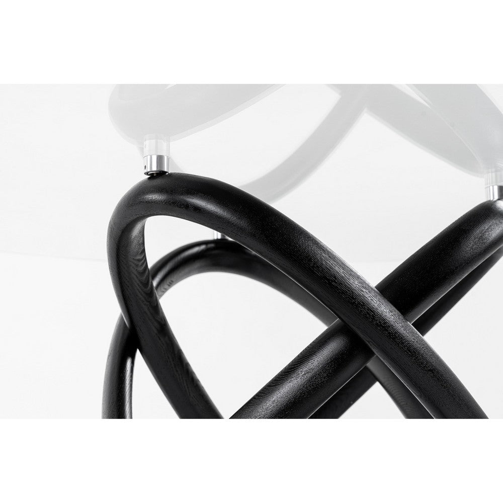 Cid Ason Dining Table | Round Glass Top and Black Ash Wood Base | 54’’ BM338286