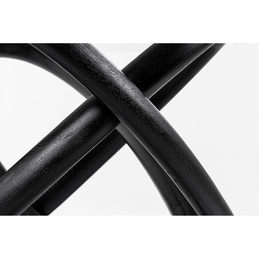 Cid Ason Dining Table | Round Glass Top and Black Ash Wood Base | 54’’ BM338286