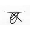 Cid Ason Dining Table | Round Glass Top and Black Ash Wood Base | 54"
