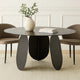 Cid Axen Dining Table | 53" Gray Hammered Glass Top | Black Iron