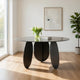Cid Axen Dining Table | 53" Gray Hammered Glass Top | Black Iron