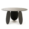 Cid Axen Dining Table | 53" Gray Hammered Glass Top | Black Iron