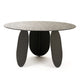 Cid Axen Dining Table | 53" Gray Hammered Glass Top | Black Iron