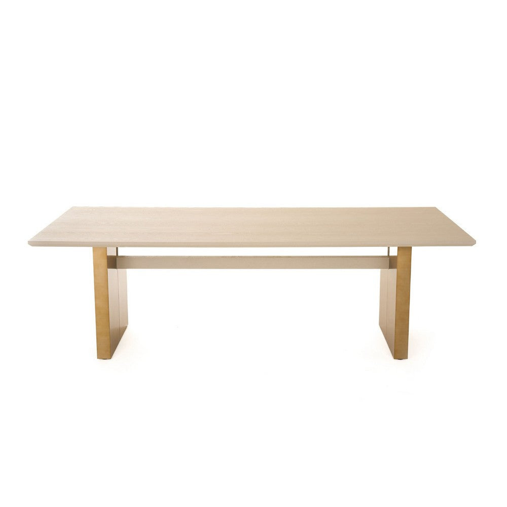 Cid Angie Dining Table | Scandinavian Cream Veneer | Stainless Steel | 94’’ BM338289