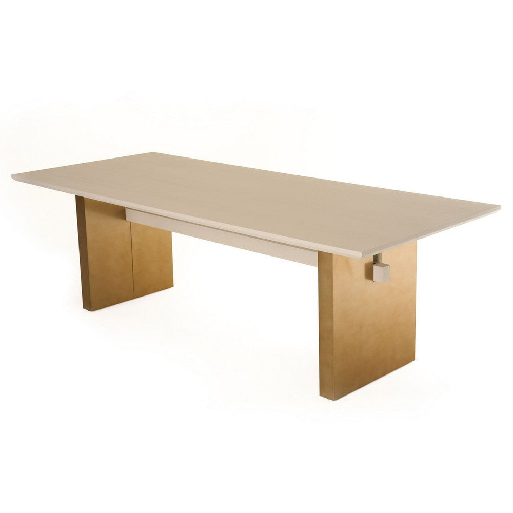 Cid Angie Dining Table | Scandinavian Cream Veneer | Stainless Steel | 94’’ BM338289