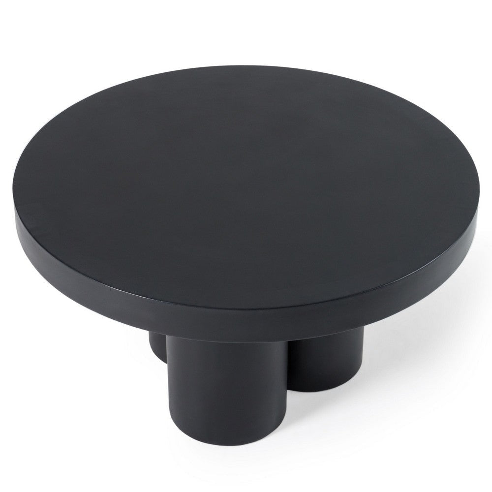 Cid Run Coffee Table | Abstract Black Concrete Base | Round 30’’ Top BM338290